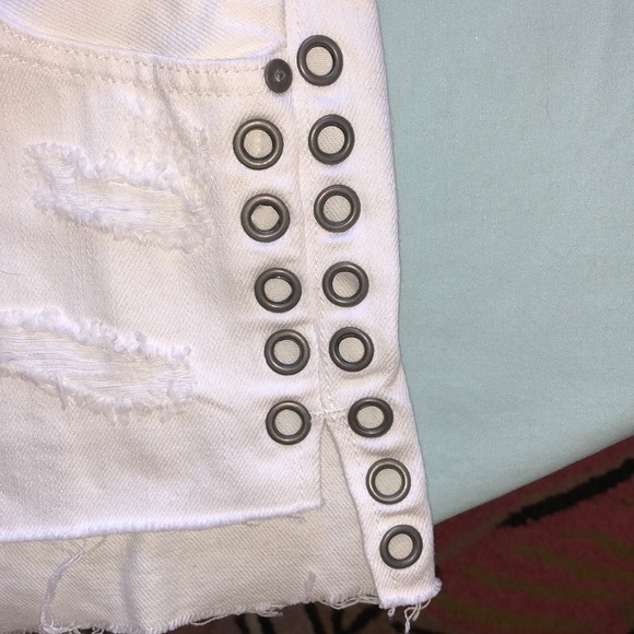 Dolls Kill Distressed Eyelit Cutoff Denim Short - Picture 10 of 14